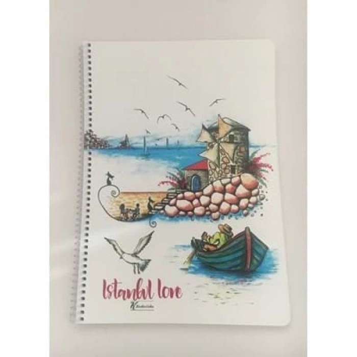 3E Grup - Keskin Color İstanbul Love A4 Pp Kapak Spiralli Defter Çizgili 80 Yp 323021-99