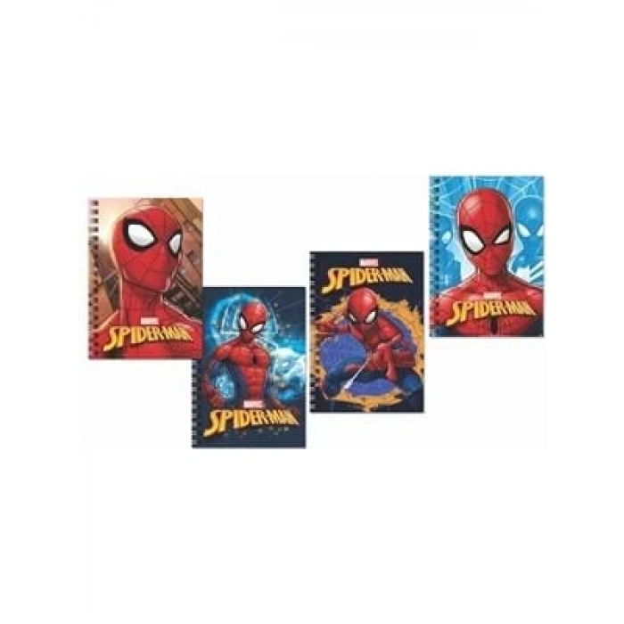 3E Grup - Keskin Color Spiderman A6 Karton Kapak Spiralli Not Defteri Çizgili 80 Yp 140400-06