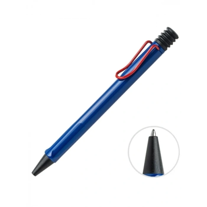 3E Grup - Lamy Safari Tükenmez Kalem Kırmızı Renk Klips Mavi 214mk