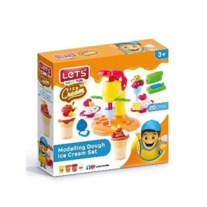 3E Grup - Lets 20 Parça Oyun Hamuru Dondurma Seti L8493