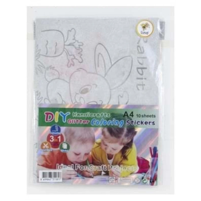 3E Grup - Lino 20x30 Boyanabilir Simli Yapışkanlı El İşi Kağıdı 10lu 3816j