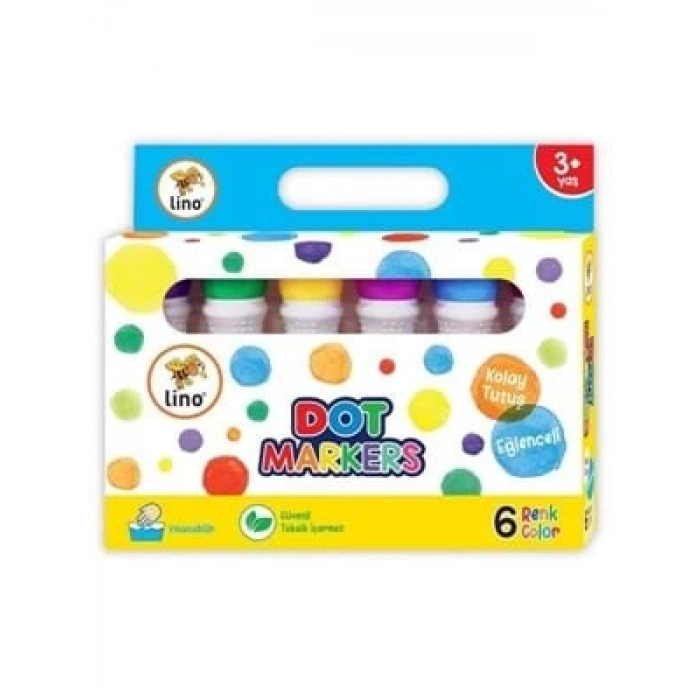 3E Grup - Lino Dot Markers(yıkananilir) 6lı Ln-606