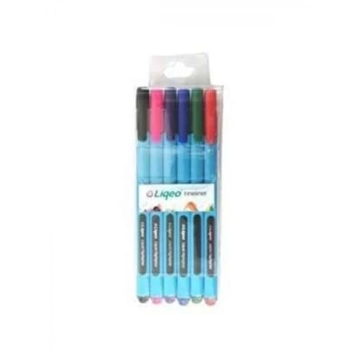 3E Grup - Liqeo 0.4 Mm Fineliner Keçe Uçlu Kalem 6 Renk F-8027-6pvc
