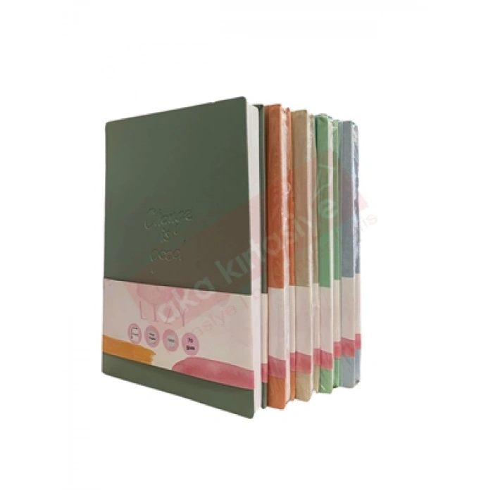 3E Grup - Lizy 17x24 Suni Deri Soft Model Klişeli Lastikli Defter Düz 168 Yp Sft190p