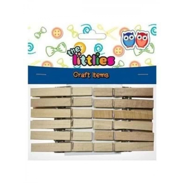 3E Grup - Luna 48 Mm Ahşap Mandal Naturel 12 Li 646523