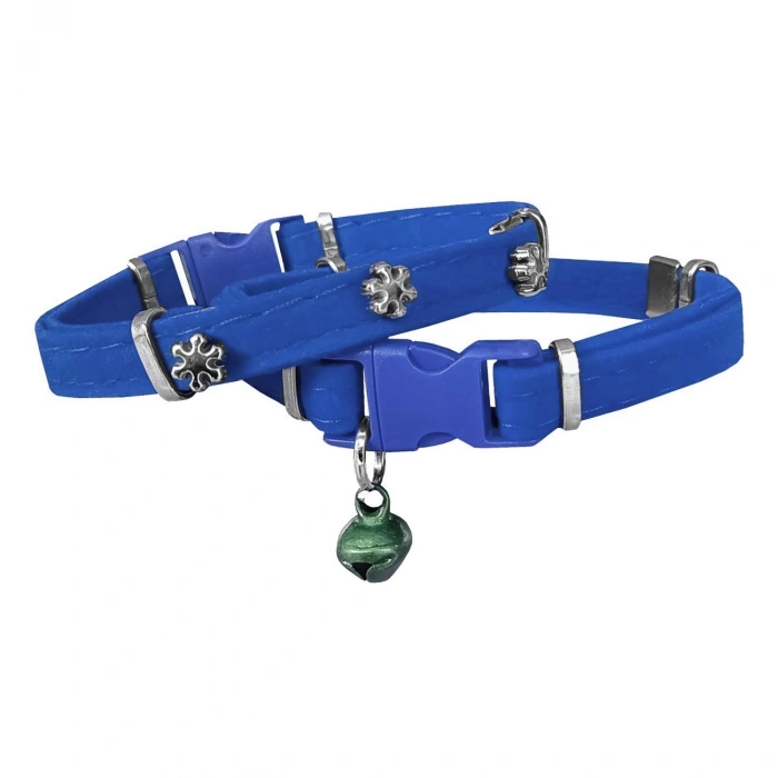 3E Grup - Markapet Kadife Kedi Boyun Tasması Kar Taneli 20-32 cm Mavi