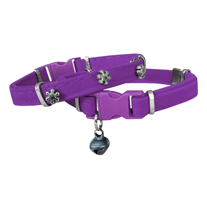 3E Grup - Markapet Kadife Kedi Boyun Tasması Kar Taneli 20-32 cm Mor