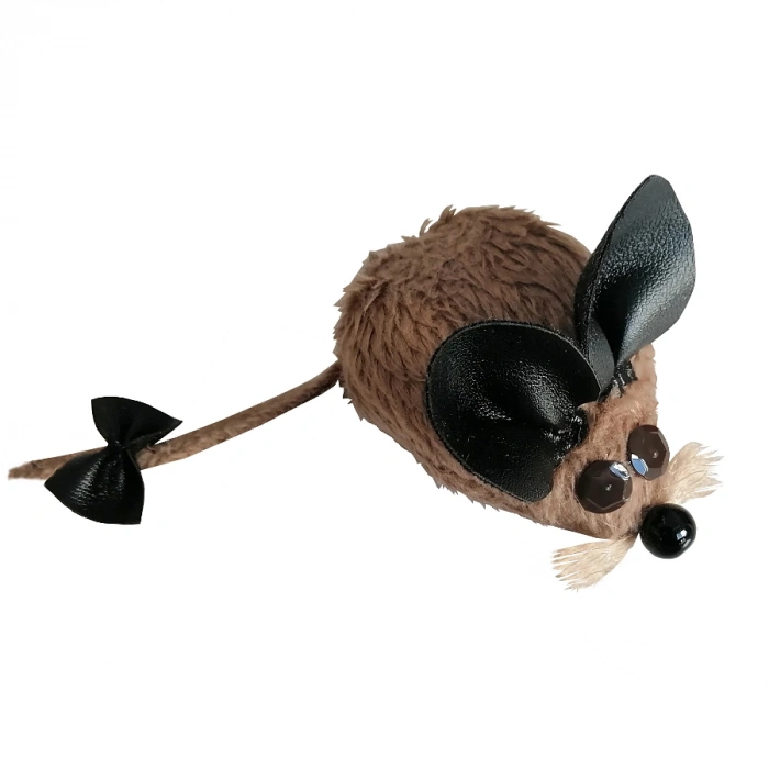 3E Grup - Markapet Kedi Oyuncağı Bıyıklı Peluş Fare 4,5 x 6-15 cm Taba