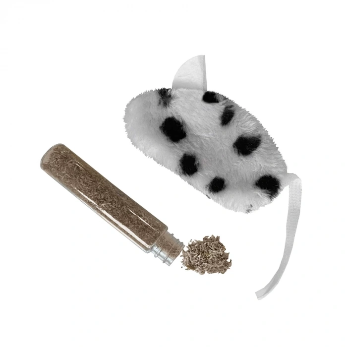 3E Grup - Markapet Kedi Oyuncağı Dalmaçya Desenli Peluş Fare 6-10-18 cm