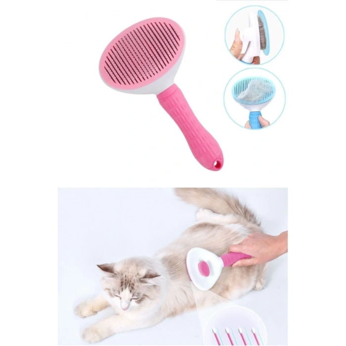 3E Grup - Markapet Kendini Temizleyen Tuşlu Kedi Köpek Tarağı Pembe 10 x 20 cm