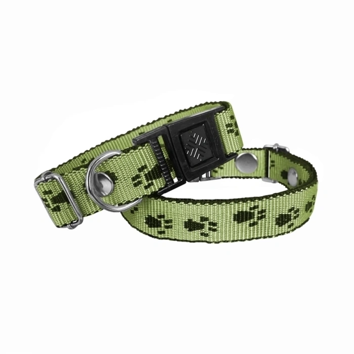 3E Grup - Markapet Köpek Tasması Patili Dokuma 2 cm - Min: 30 cm - Max: 50 cm Yeşil