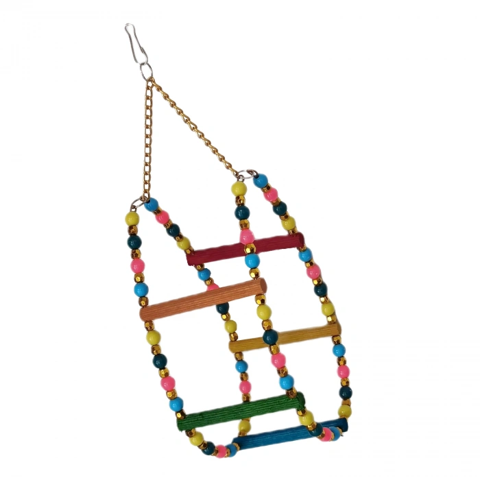 3E Grup - Markapet Renkli Boncuklu Ve Merdivenli Damla Kuş Salıncağı 9-24 cm