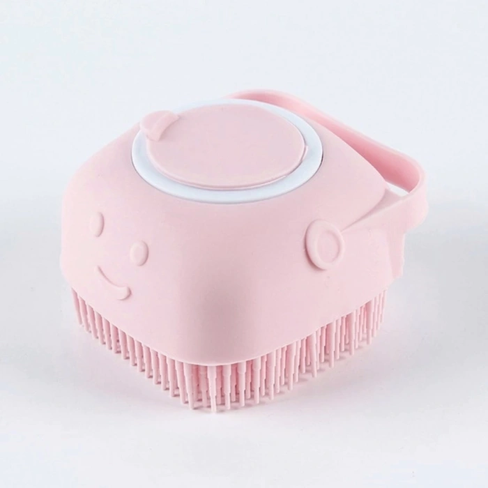 3E Grup - Markapet Şampuan Hazneli Kedi Köpek Silikon Duş Fırçası 11 cm Pembe