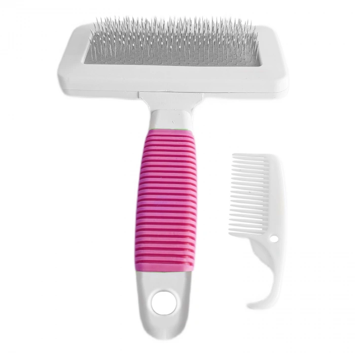 3E Grup - Markapet Temizleme Aparatlı Kedi Köpek Tarağı 9.5 cm-14 cm Medium Pembe