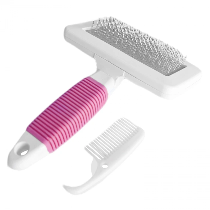 3E Grup - Markapet Temizleme Aparatlı Kedi Köpek Tarağı 9.5 cm-14 cm Medium Pembe