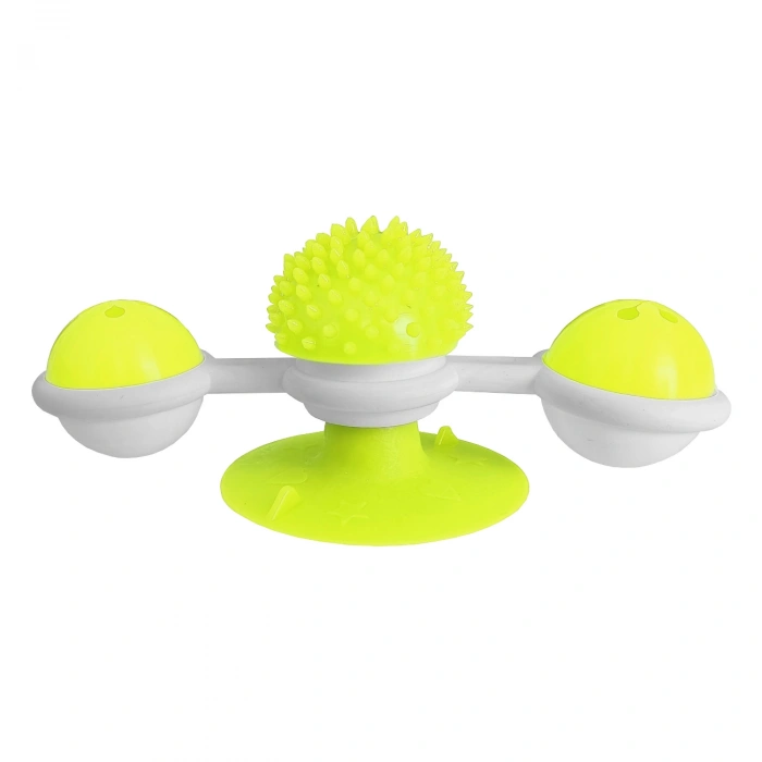 3E Grup - Markapet Vantuzlu Fırıldak Toplu Dönen Kedi Oyuncağı 8 cm-18 cm Sarı