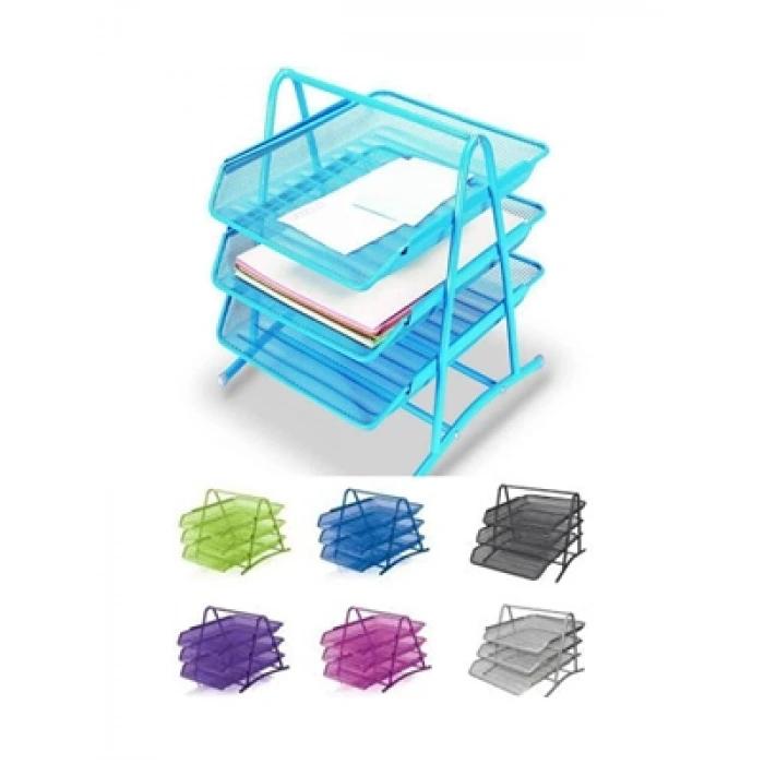 3E Grup - Mas Perfore 3 Lü Evrak Rafı Seti Bebe Mavi 523