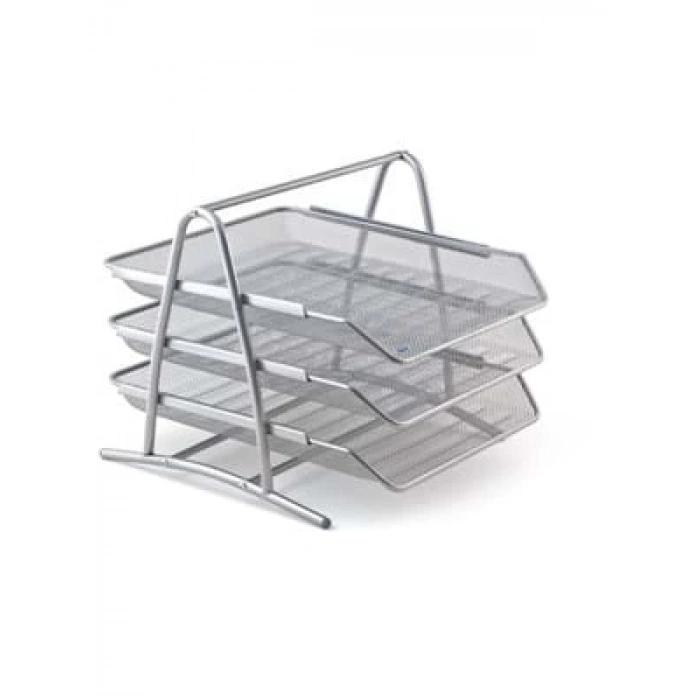 3E Grup - Mas Perfore 3 Lü Evrak Rafı Seti Gümüş 523