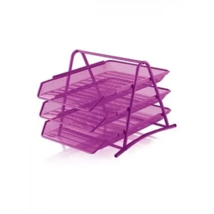 3E Grup - Mas Perfore 3 Lü Evrak Rafı Seti Mor 523