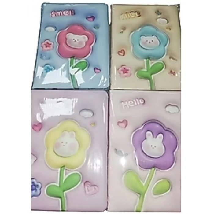 3E Grup - Mikro 13x18 Puffy Not Defteri 96 Yp Flowers Pf-40