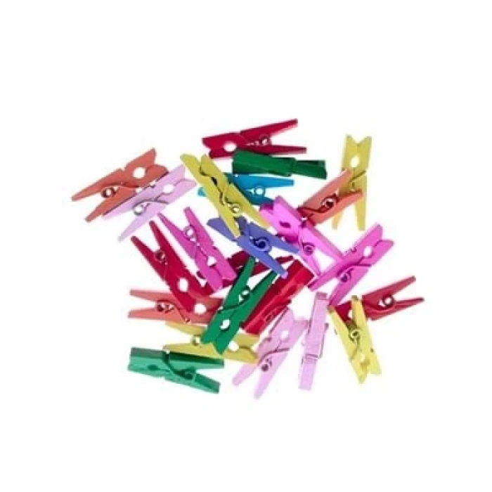 3E Grup - Mikro 25 Mm Ahşap Mandal Renkli 24 Lü Rm-24