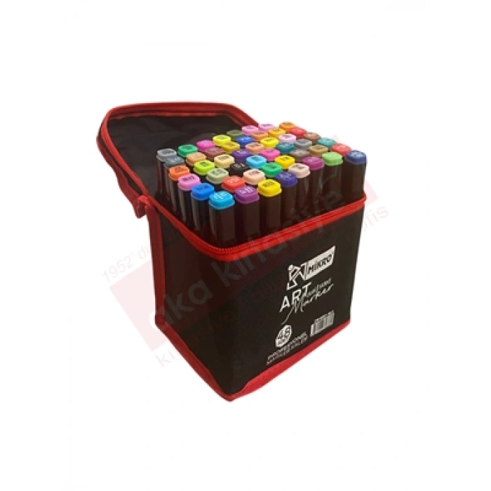 3E Grup - Mikro Art Çift Uçlu Marker Kalem Çantalı 48 Renk Zw-8001-48s