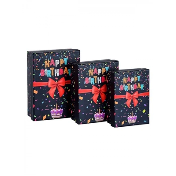 3E Grup - Mikro Happy Birthday Dikdörtgen Hediye Kutusu No:2 Mbx-4196