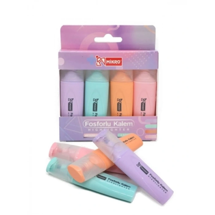 3E Grup - Mikro Mini Fosforlu Kalem 4lü Neon Renkler Mk-604-4