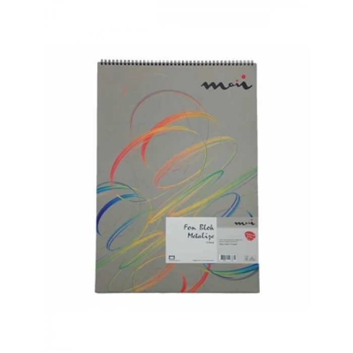 3E Grup - Moii 35x50 Metalize Fon Kartonu Defter Spiralli Karton Kapak 10 Renk 160 Gr M002234