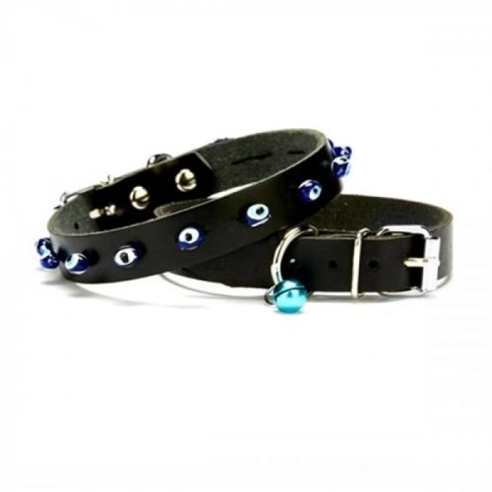 3E Grup - Nazar Boncuklu Kedi Ve Köpek Tasması 1x14-18 cm Siyah Xsmall