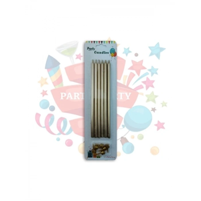 3E Grup - Nedi 18 Cm İnce Uzun Mum 6lı Gold Pl-j06g