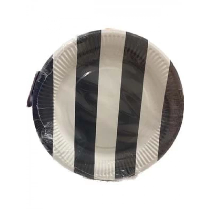 3E Grup - Nedi 22 Cm Karton Tabak 8 Li Siyah-beyaz 38928