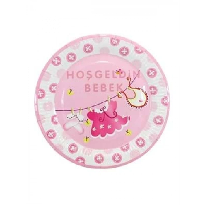 3E Grup - Nedi 23 Cm Karton Tabak 10 Lu Hoşgeldin Bebek Pembe Tkt7201