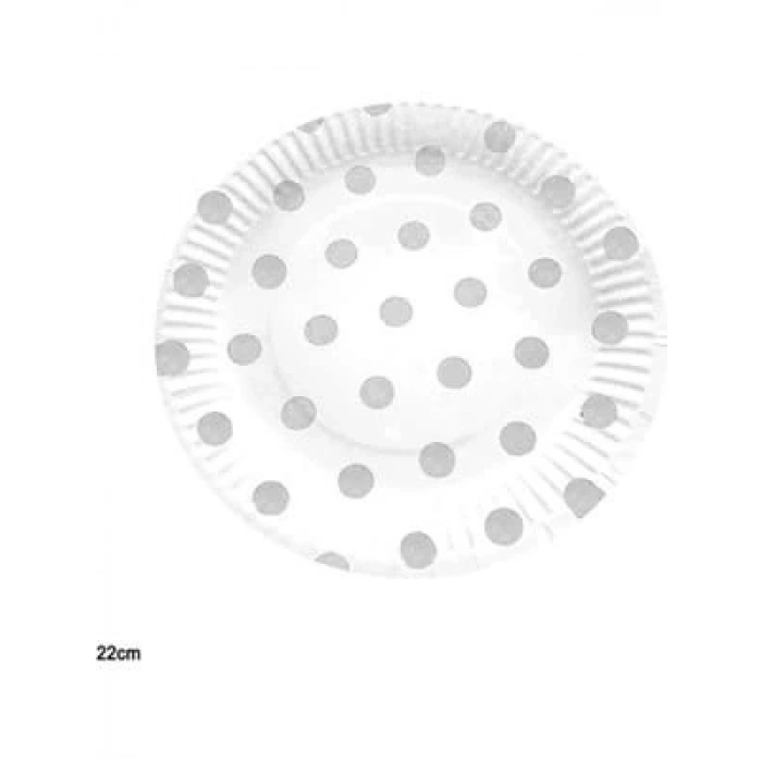 3E Grup - Nedi 23 Cm Karton Tabak Puantiyeli 10 Lu Gümüş Tkt11018