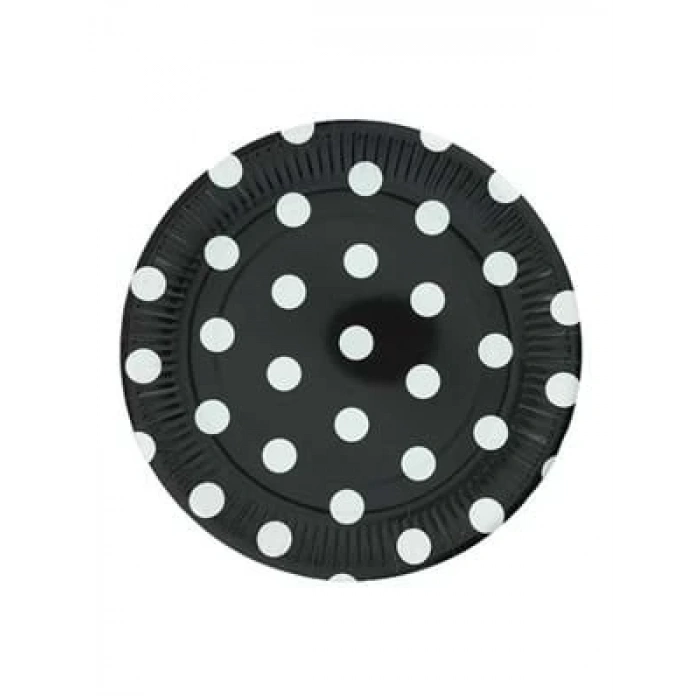 3E Grup - Nedi 23 Cm Karton Tabak Puantiyeli 10 Lu Siyah Tkt11015