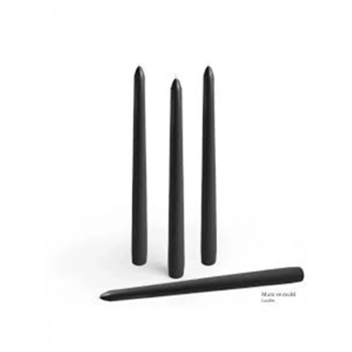 3E Grup - Nedi 25 Cm Şamdan Mumu 4lü Siyah 1045nbl