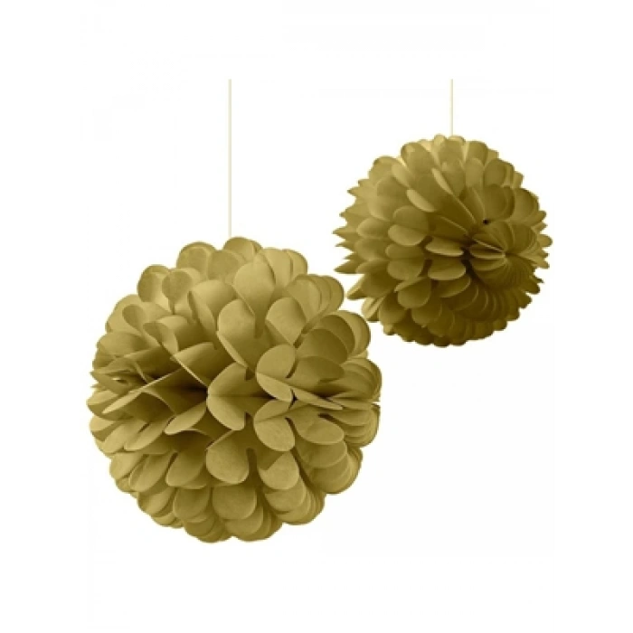 3E Grup - Nedi 30 Cm Kağıt Top Çiçek Süs Gold W4634-2g