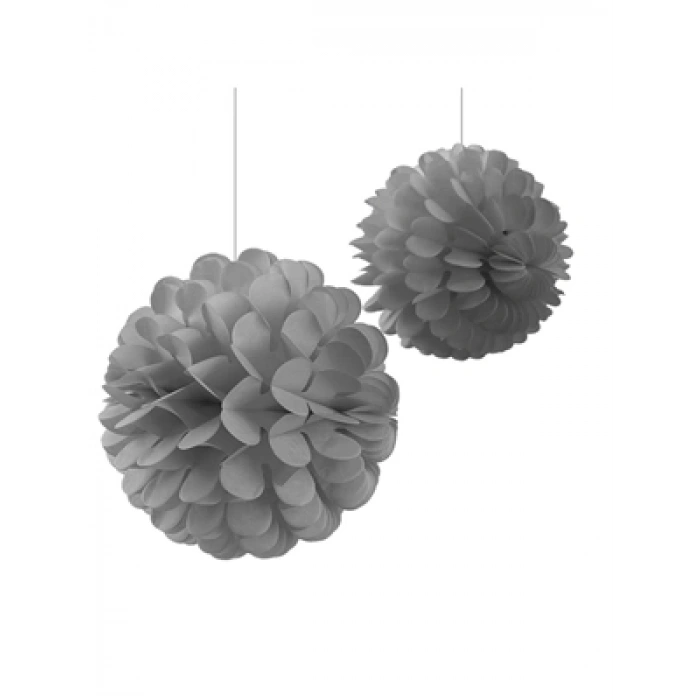 3E Grup - Nedi 30 Cm Kağıt Top Çiçek Süs Sılver W4634-2s