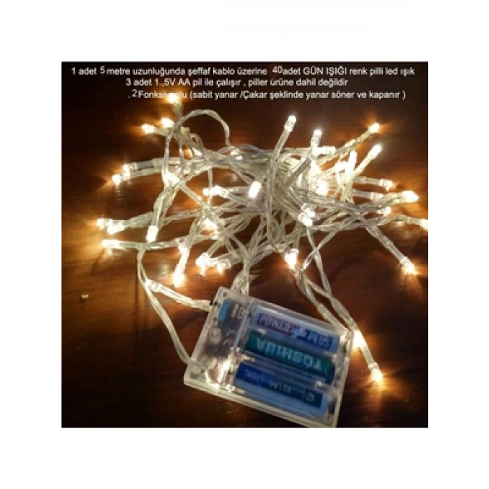 3E Grup - Nedi 5mt 40 Ampul Fonksiyonlu Pilli Led Günışığı 12537