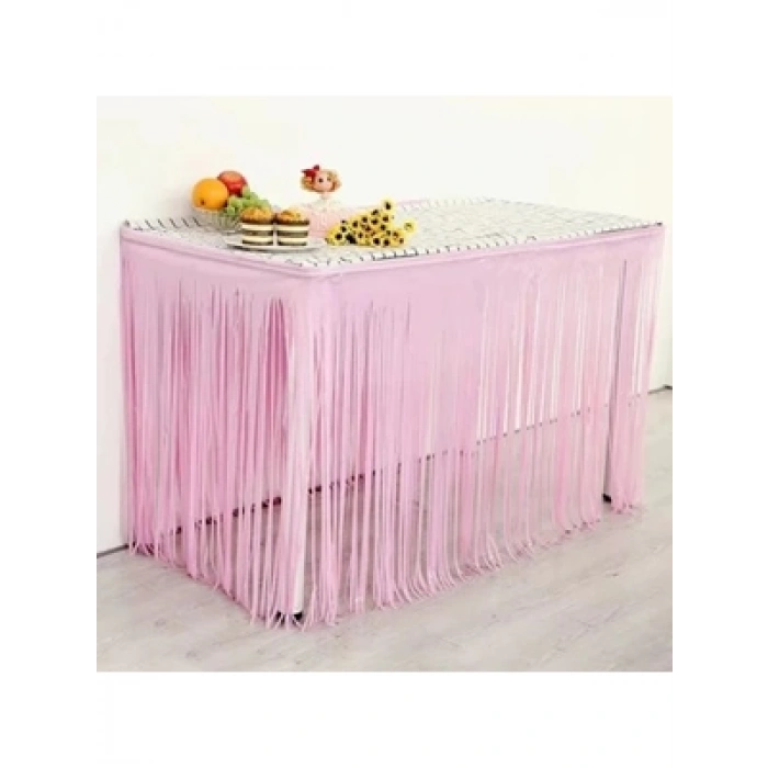 3E Grup - Nedi 75x275 Cm Funko Saçak Masa Süsü Pembe 275p