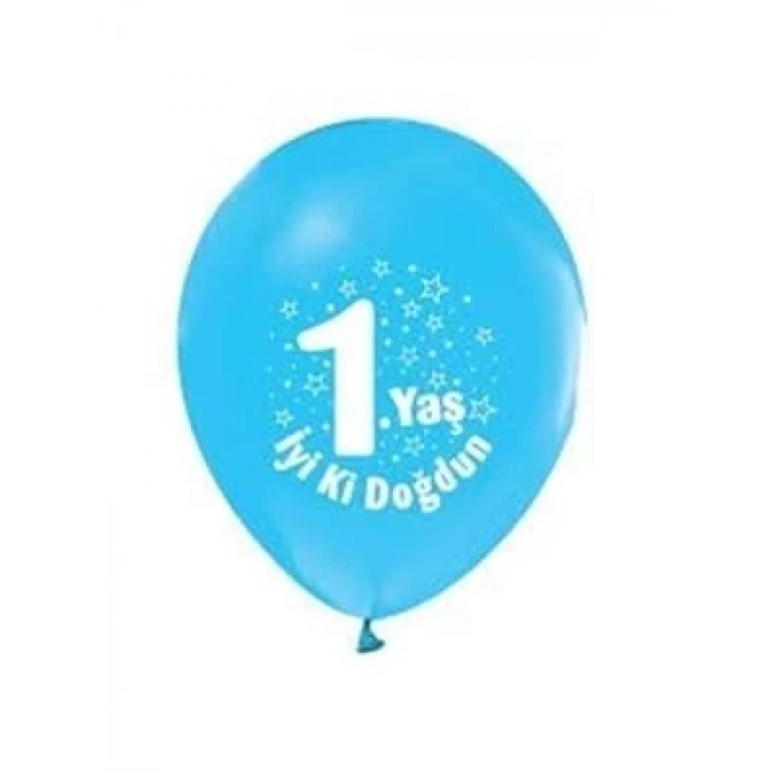 3E Grup - Nedi Baskılı Balon 1 Yaş İyi Ki Doğdun Açık Mavi 16lı 39112