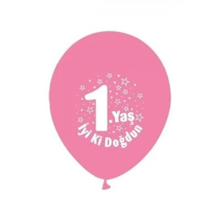 3E Grup - Nedi Baskılı Balon 1.yaş İyi Ki Doğdun Pembe 16lı 9105