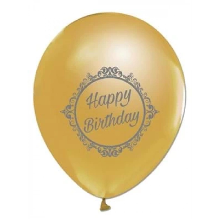 3E Grup - Nedi Baskılı Balon Elegant Metalik Gold 100lü 53351-085913