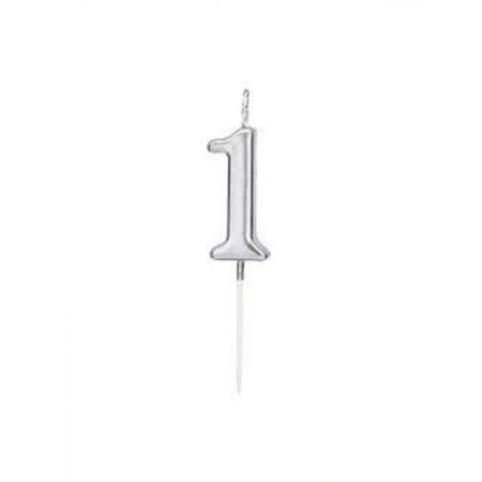 3E Grup - Nedi Çubuklu Mum Gümüş Seri 1 Rakamı M155s-1