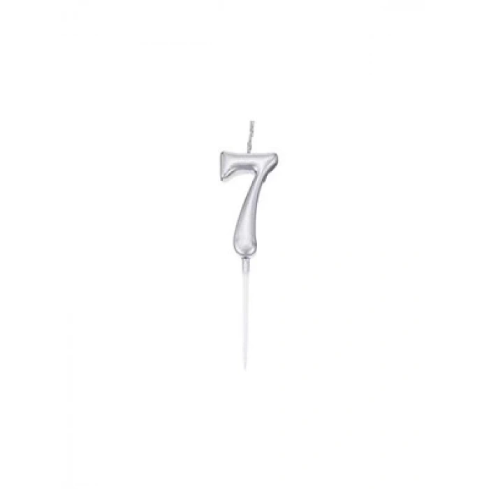 3E Grup - Nedi Çubuklu Mum Gümüş Seri 7 Rakamı M155s-7