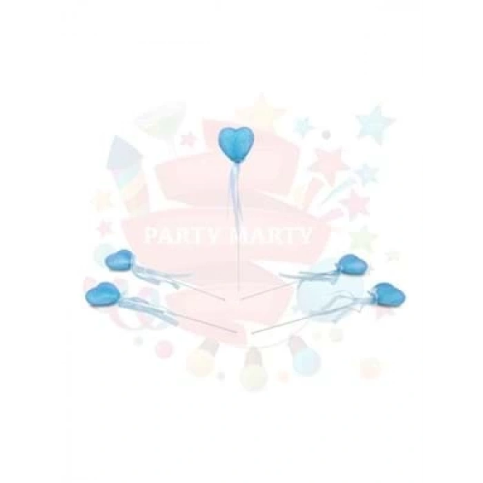 3E Grup - Nedi Çubuklu Strafor Simli Kalp 12li Mavi 102a-b