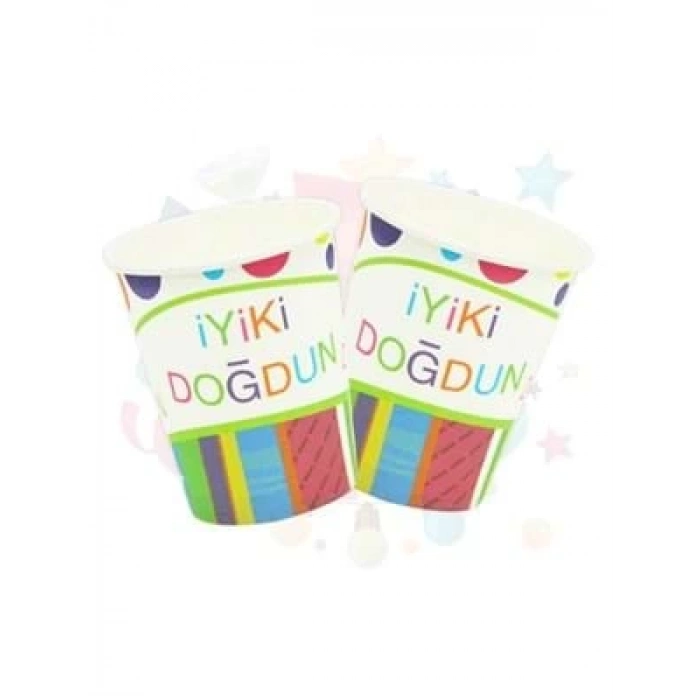 3E Grup - Nedi Karton Bardak 10 Lu İyiki Doğdun Gökkuşağı Tkb8002