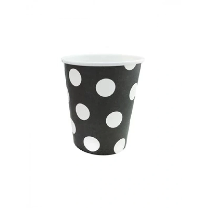 3E Grup - Nedi Karton Bardak 10 Lu Puantiyeli Siyah Tkb11040