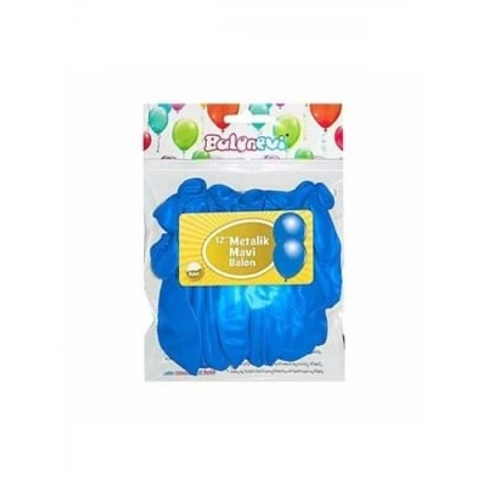 3E Grup - Nedi Party Marty 12 Metalik Balon Mavi 20li 12144