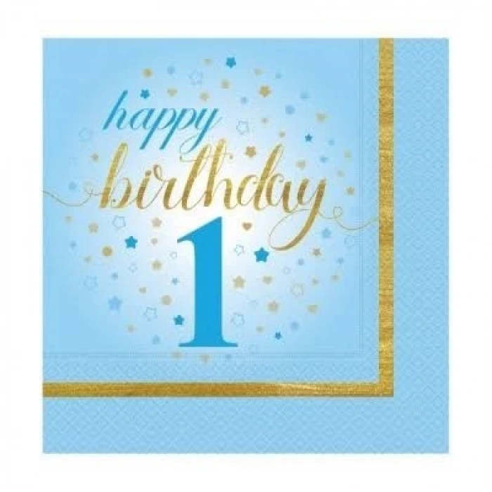 3E Grup - Nedi Peçete 16 Lı 1 Yaş Gümüş Yazılı Mavi 25899